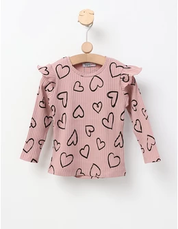 Bluza cu Inimioare Mara, model roz-pudra