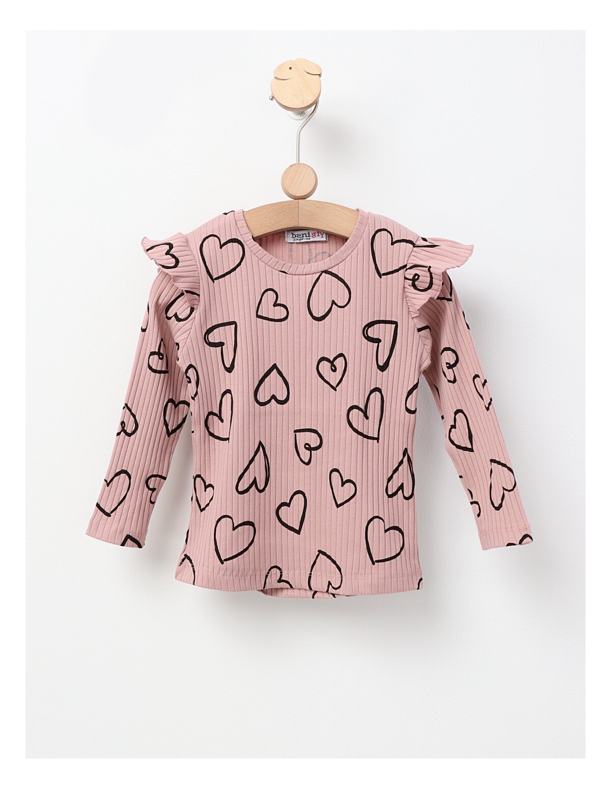 Bluza cu Inimioare Mara, model roz-pudra