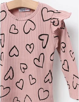 Bluza cu Inimioare Mara, model roz-pudra