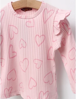 Bluza cu Inimioare Mara, model roz-roz