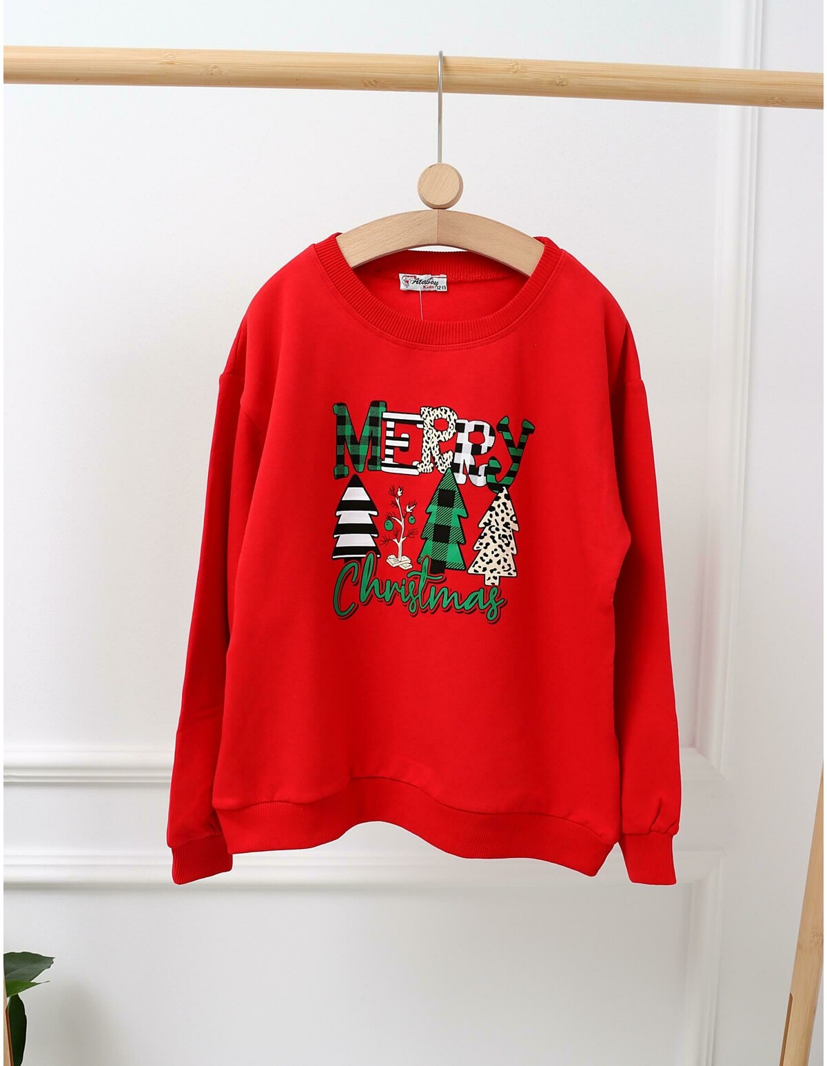 Bluza plusata Merry Christmas rosu