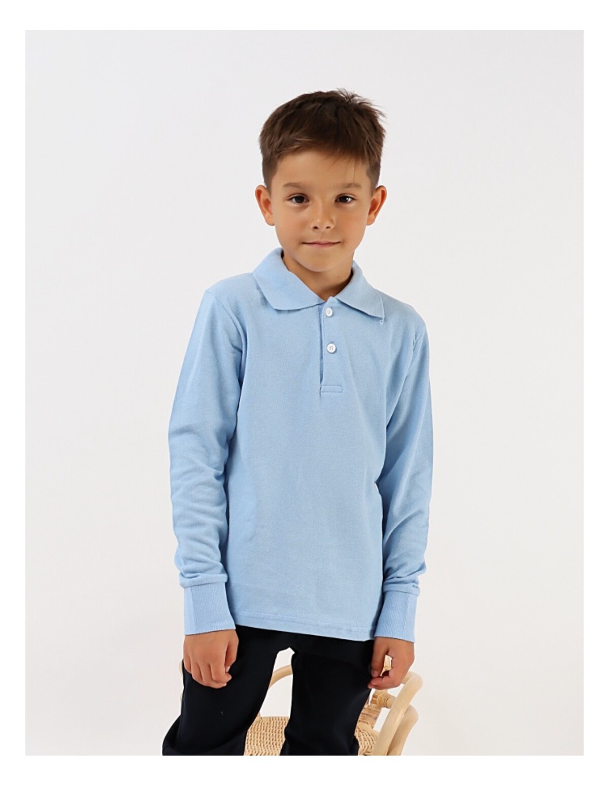 Bluza cu manseta, stil Polo Junior bleu
