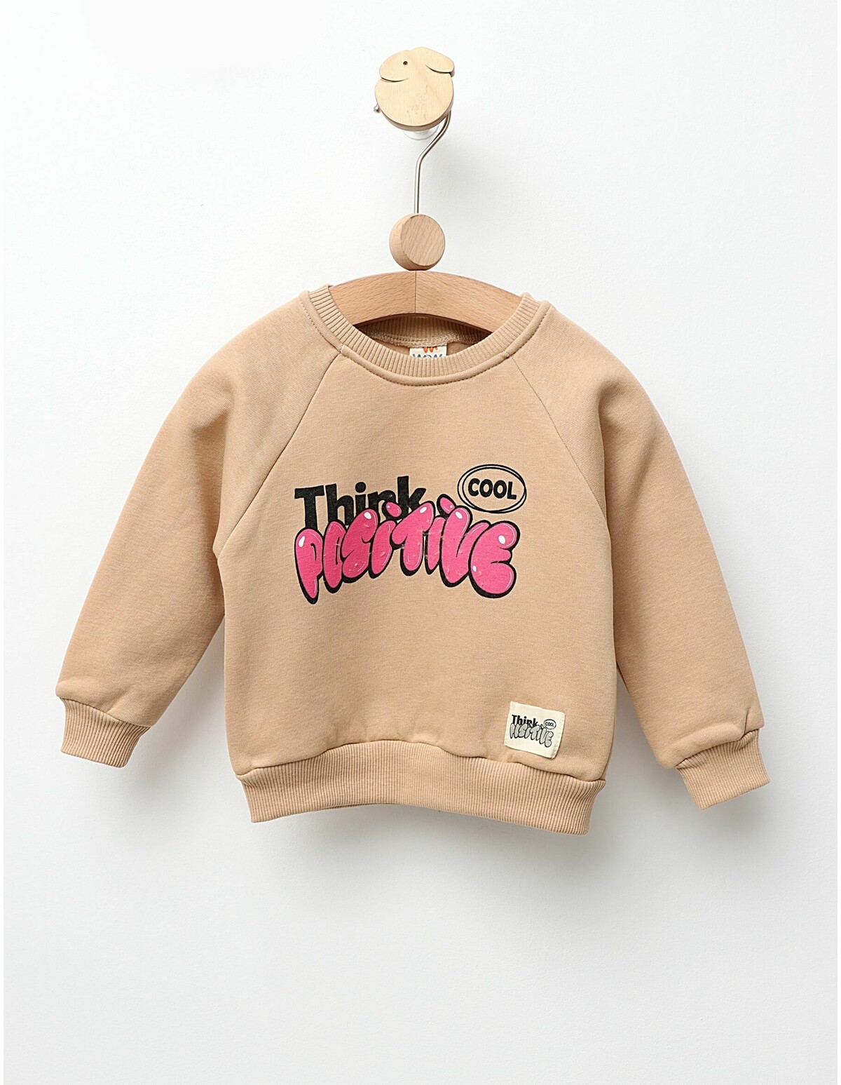 Bluza vatuita Think Positive model bej
