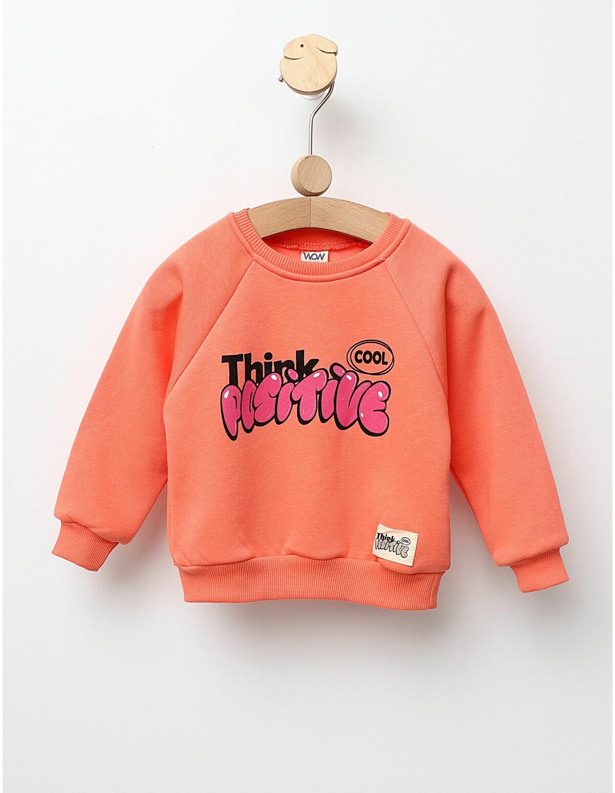 Bluza vatuita Think Positive model corai-aprins