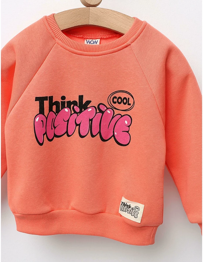 Bluza vatuita Think Positive model corai-aprins picture - 2