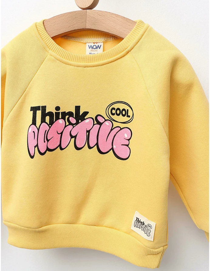 Bluza vatuita Think Positive model galben picture - 2