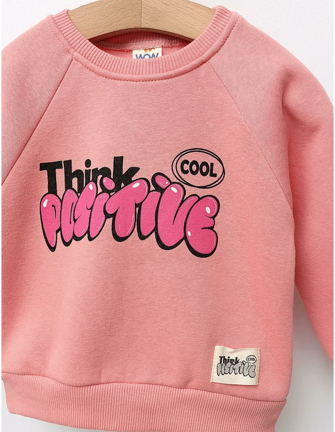 Bluza vatuita Think Positive model roz-prafuit picture - 2