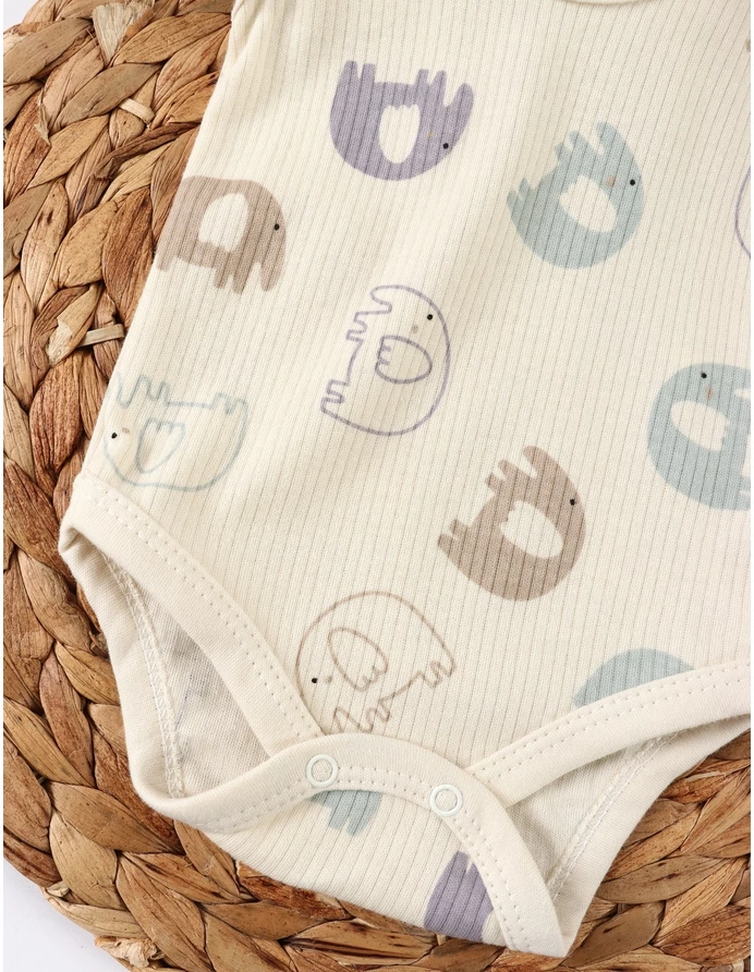 Body bebe, maiou Ace Trase cu Elefantei, crem picture - 3