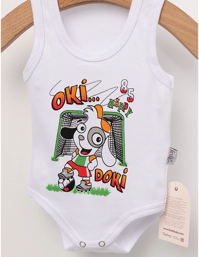 Body bebe, maiou Catelul Fotbalist, alb picture - 2