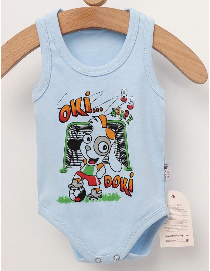 Body bebe, maiou Catelul Fotbalist, blue picture - 2