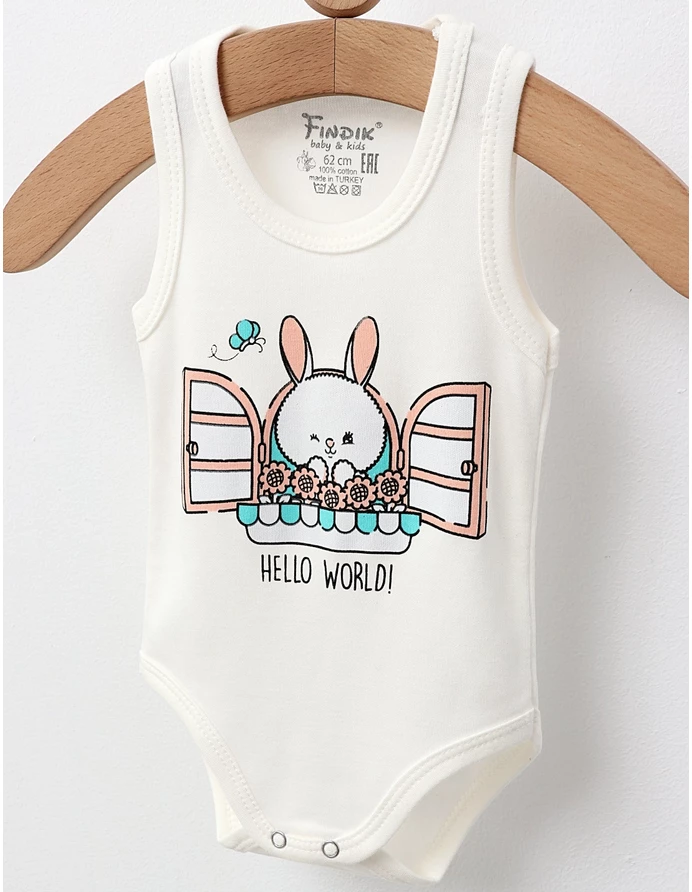 Body bebe, maiou Hello World!, alb picture - 2