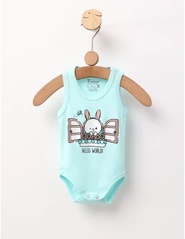 Body bebe, maiou Hello World!, turcoaz