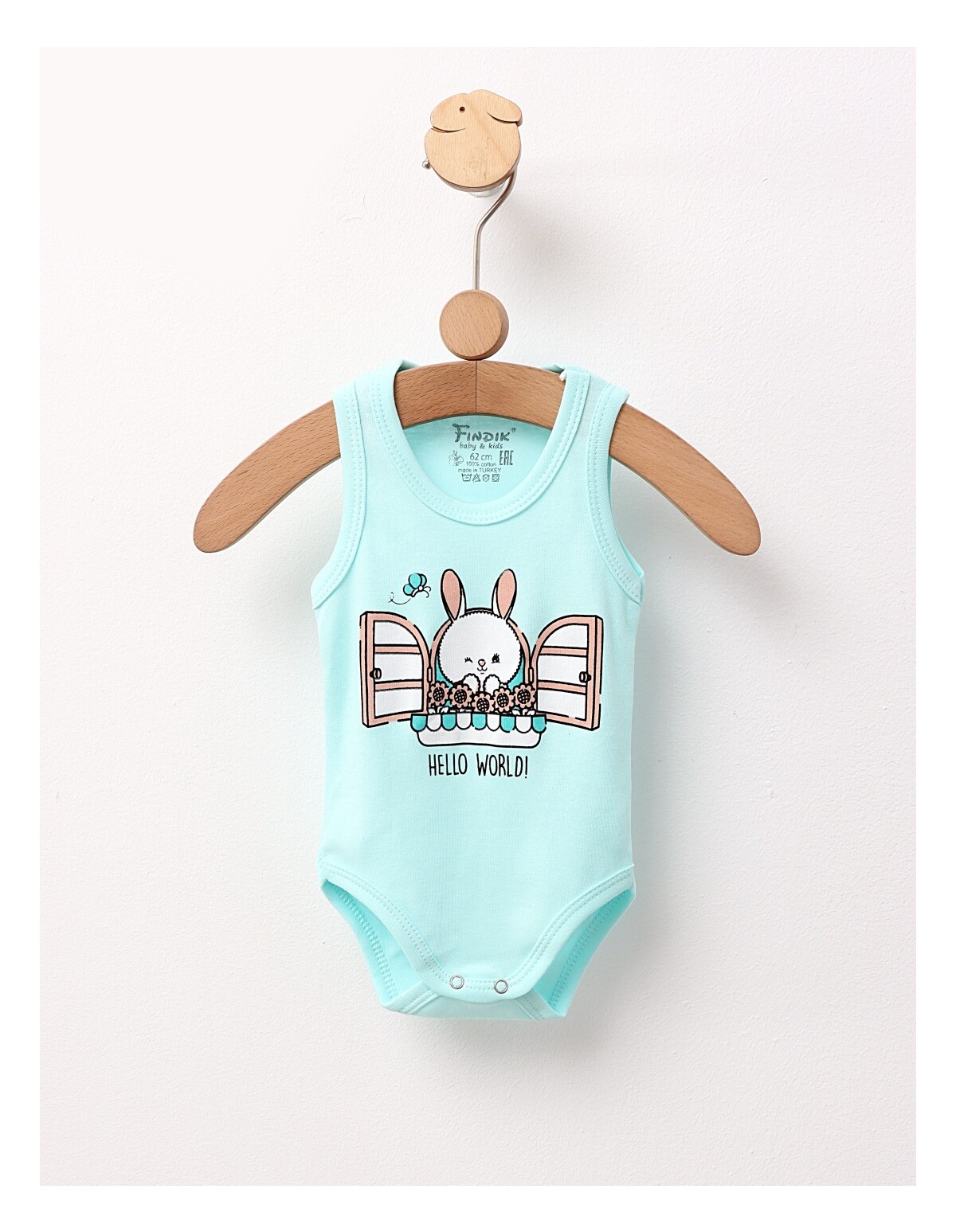 Body bebe, maiou Hello World!, turcoaz