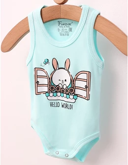 Body bebe, maiou Hello World!, turcoaz