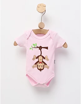 Body bebe, Monkey, model roz-deschis