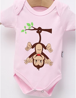 Body bebe, Monkey, model roz-deschis