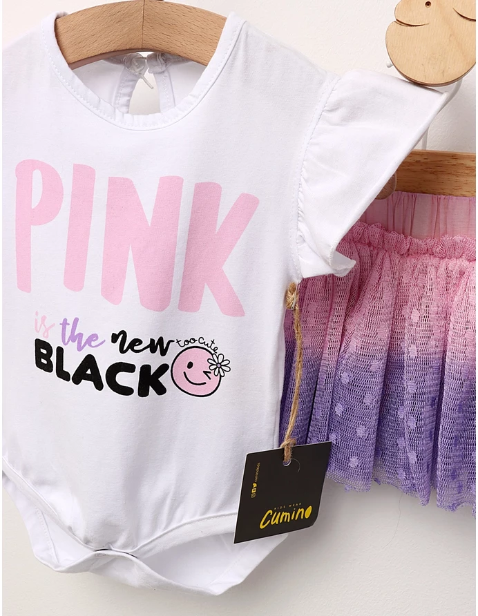 Body cu fustita PINK is the new Black model alb-roz picture - 2