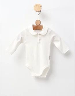 Body cu guler, simplu ML, model ecru
