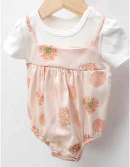 Body de vara, maneca scurta, cu floricele corai