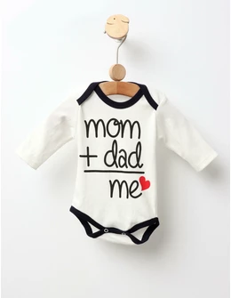 Body ML Mom + Dad = Me model alb-bleumarin