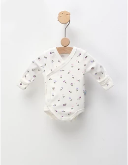 Body ML, Multe Floricele, alb-mov