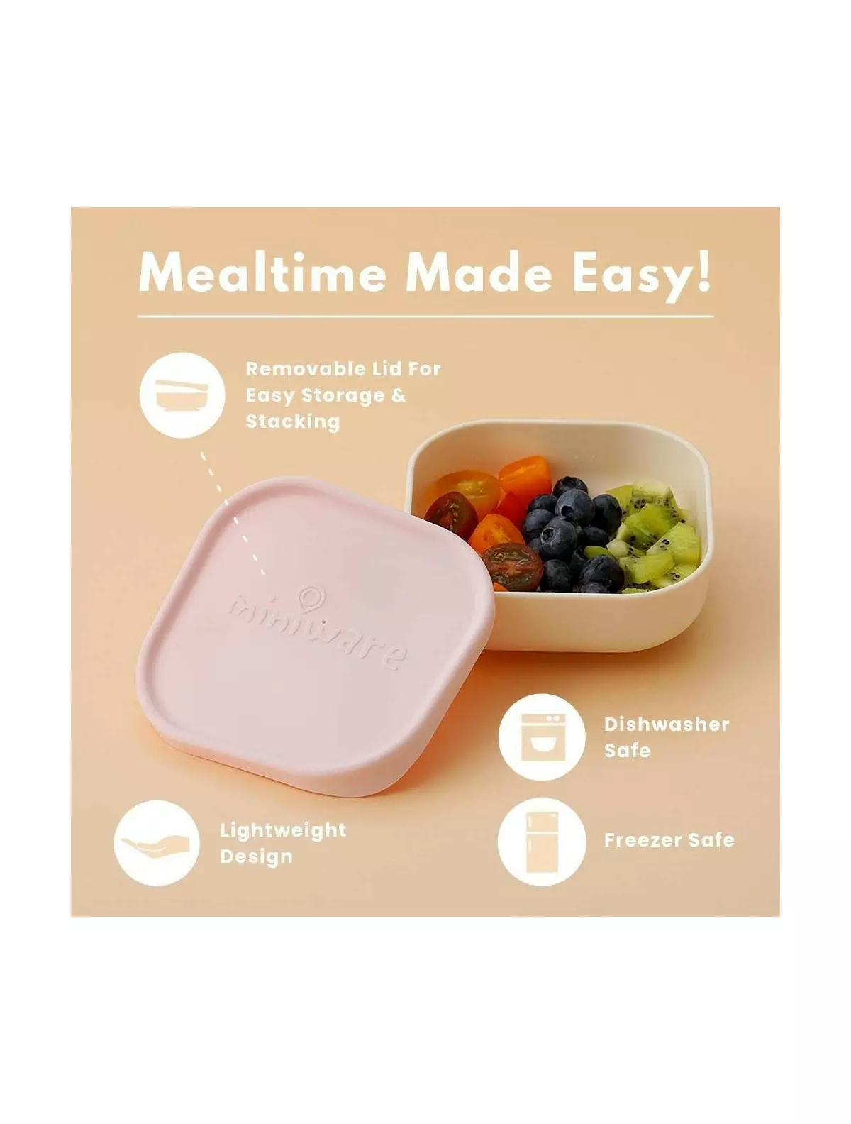 Bol pentru hrana bebelusi Miniware Snack Bowl, 100% din materiale naturale biodegradabile, Vanilla/Key Lime