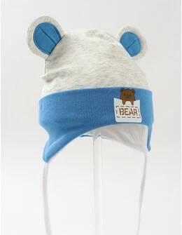 Caciulita copii, bear-urechiuse, gri-albastru