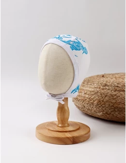 Caciulita stil tichie imprimeuri alb-albastru