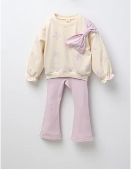 Compleu 2 piese fundta pe umar, mov