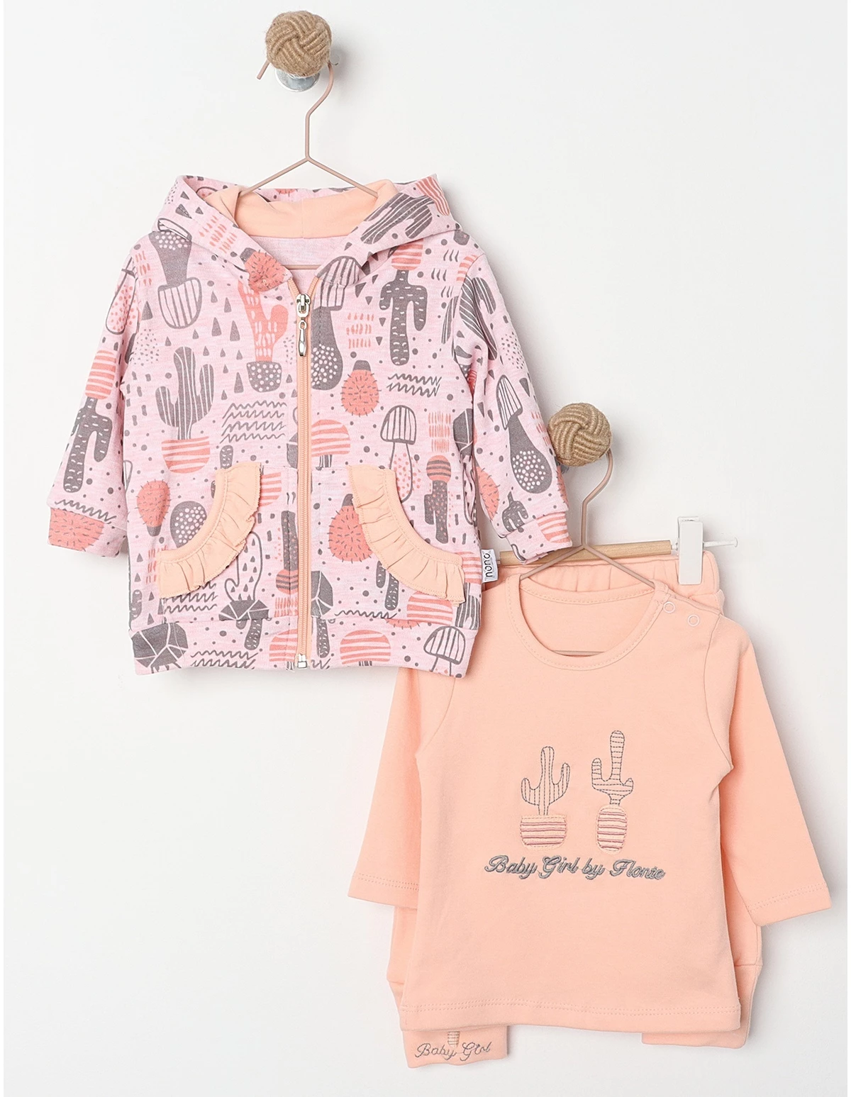Compleu 3 piese BABY GIRL model coral