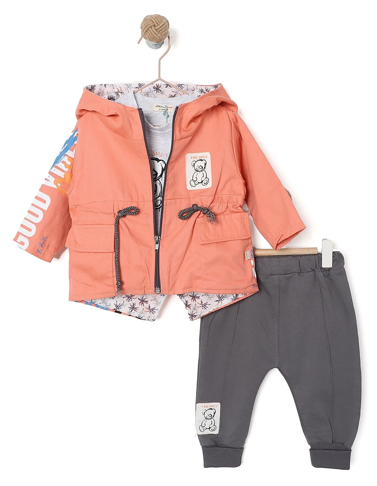 Compleu 3 piese BEAR SMYLE model coral