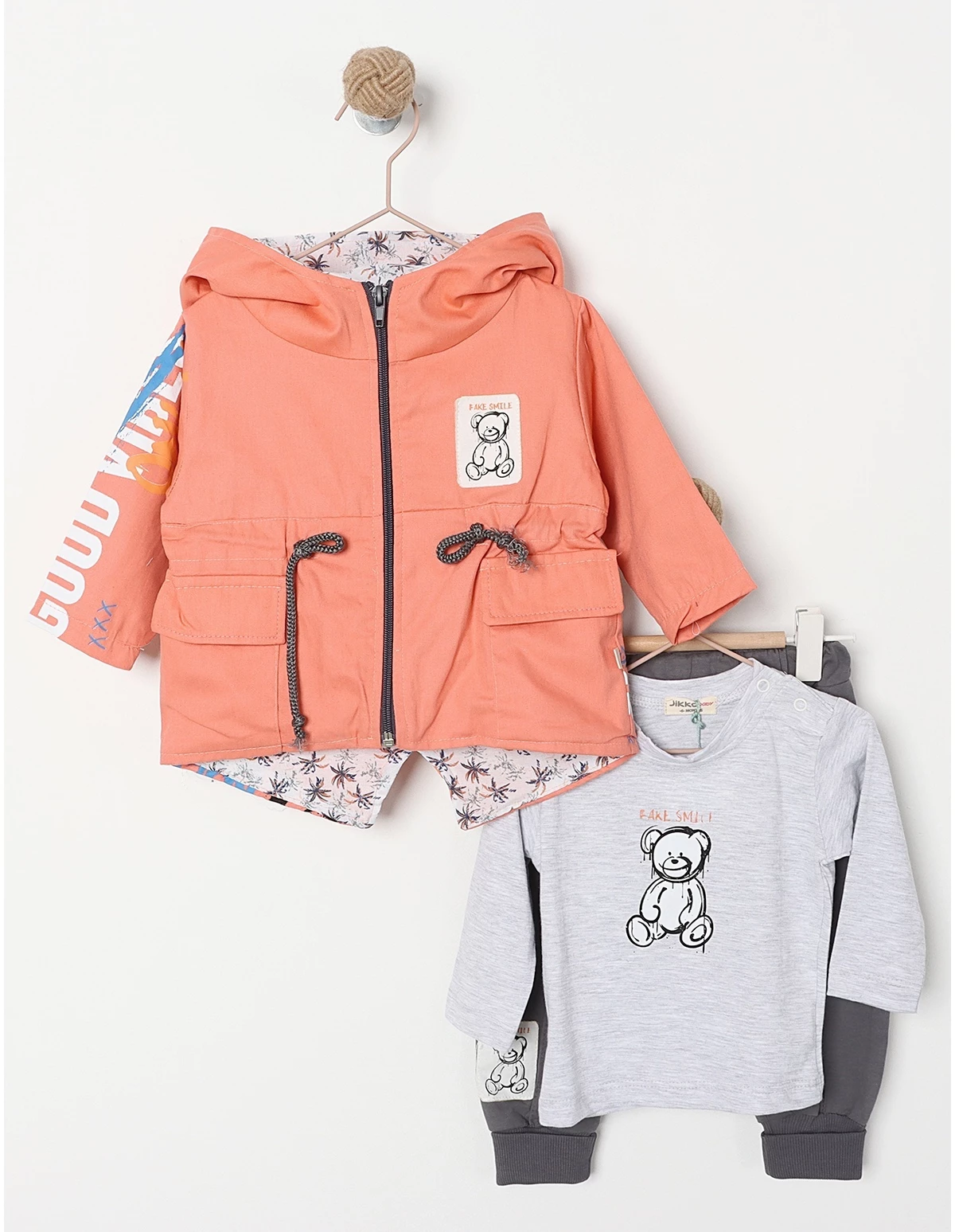 Compleu 3 piese BEAR SMYLE model coral