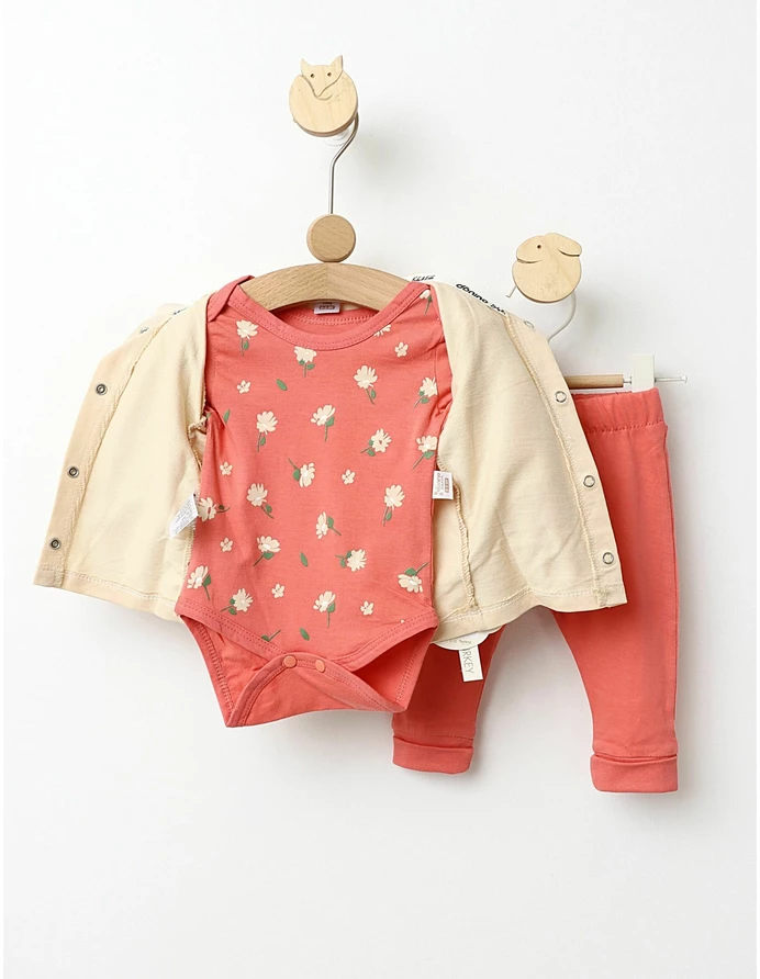 Compleu 3 piese Bebe Girl model roz-prafuit picture - 3