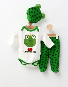 Compleu 3 piese Cute Frog, verde