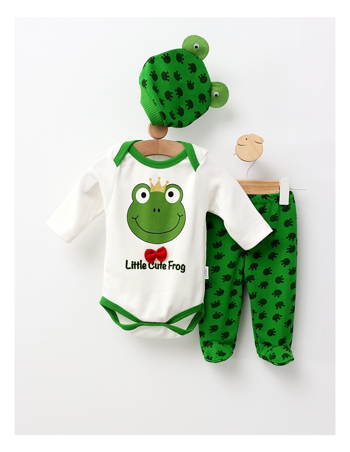 Compleu 3 piese Cute Frog, verde