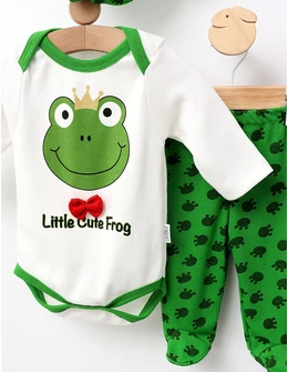 Compleu 3 piese Cute Frog, verde