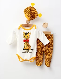 Compleu 3 piese Giraffe, galben
