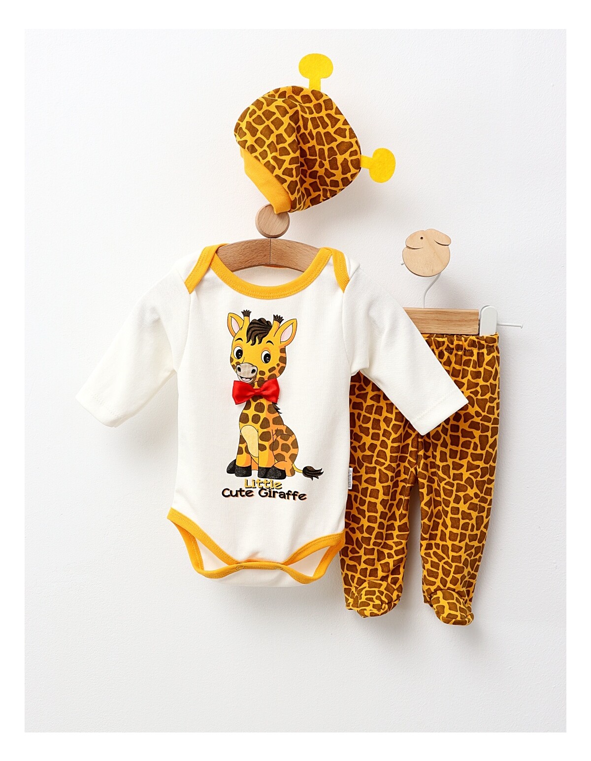 Compleu 3 piese Giraffe, galben