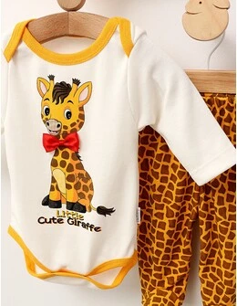 Compleu 3 piese Giraffe, galben