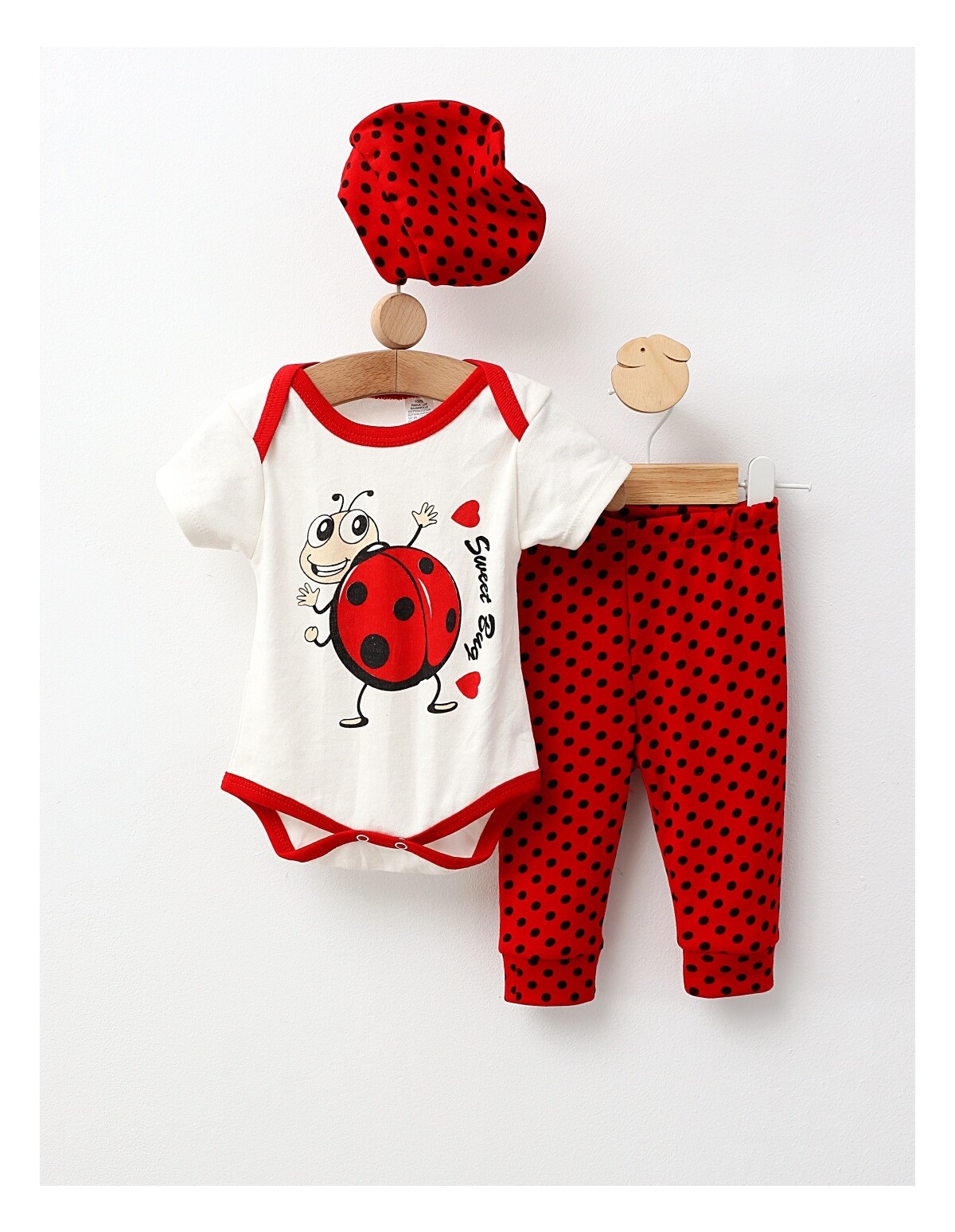 Compleu 3 piese, Sweet Bug, cu rosu