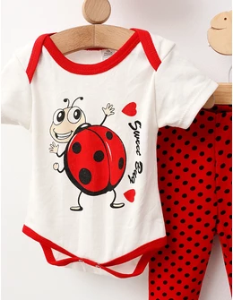 Compleu 3 piese, Sweet Bug, cu rosu