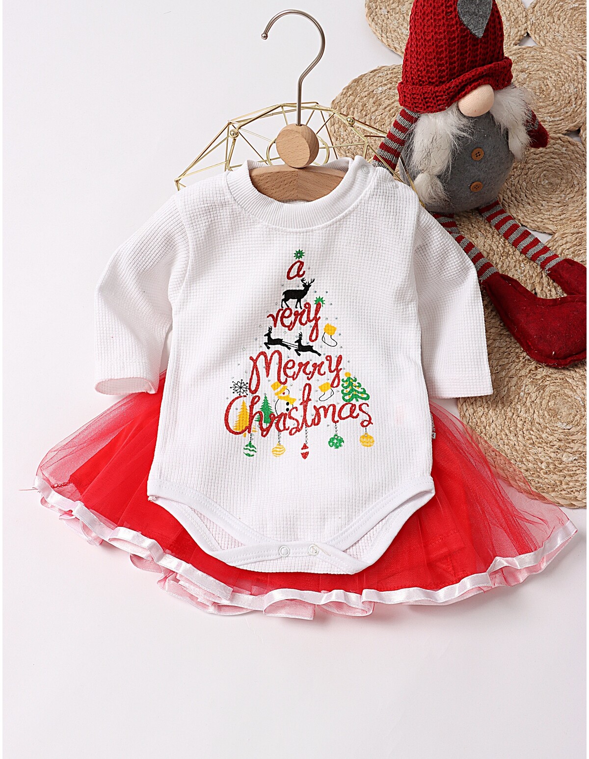 Compleu A Very Merry Christmas alb-rosu
