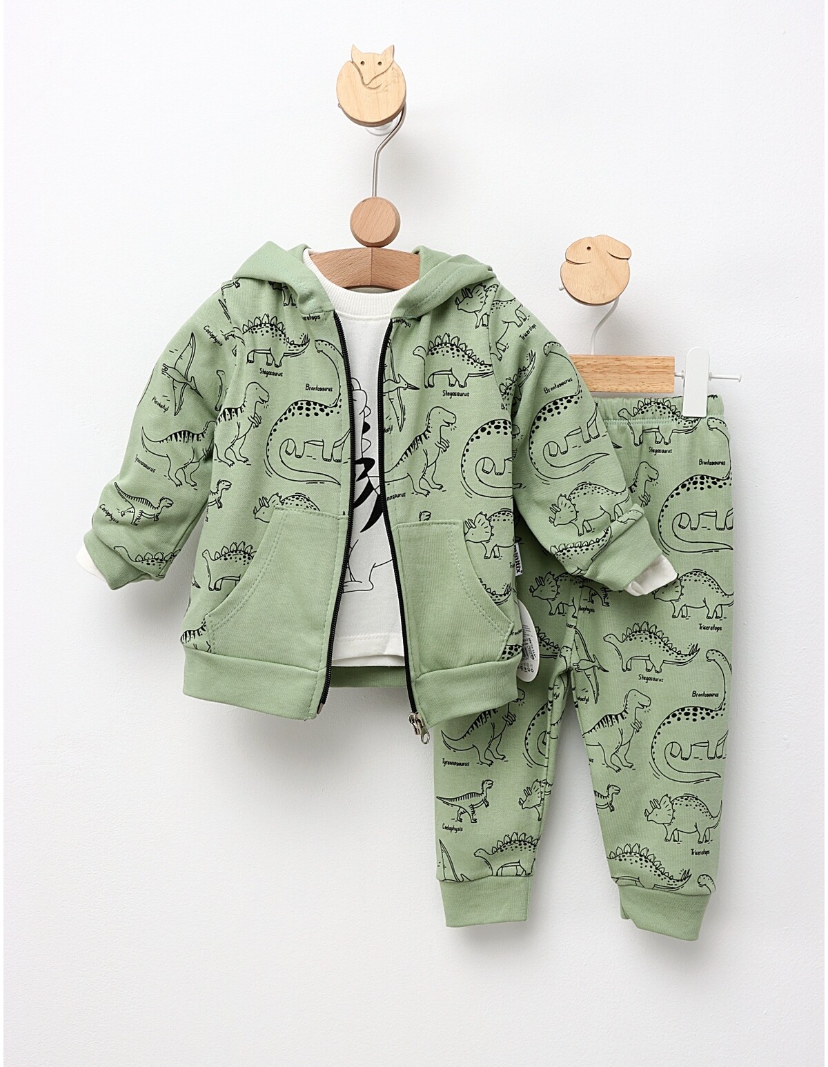 Compleu baieti, Dino T-rex, model verde