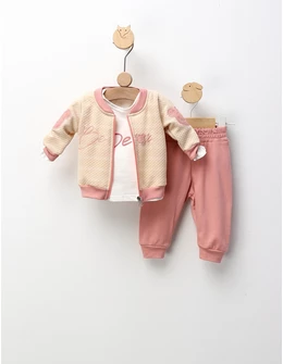 Compleu Bear Star, crem-roz