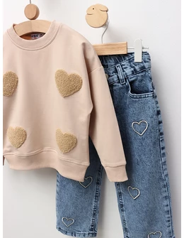Compleu Bluza+Blug, For Hearts, crem
