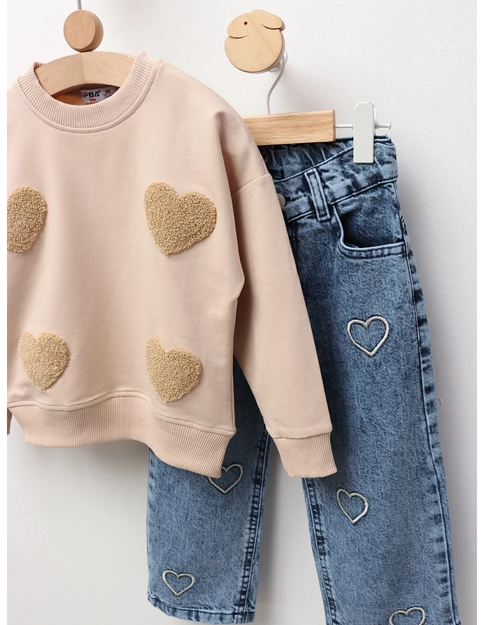 Compleu Bluza+Blug, For Hearts, crem picture - 2