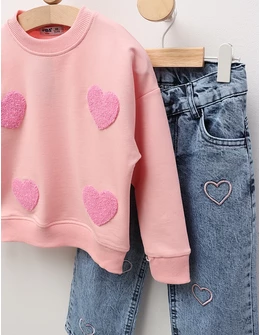 Compleu Bluza+Blug, For Hearts, roz