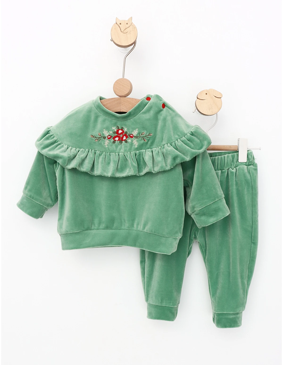 Compleu catifelat Roses model verde