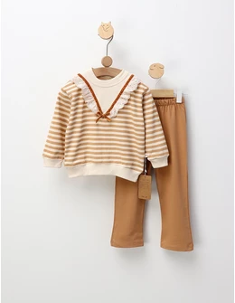 Compleu cu broderie Mada, model cu bej