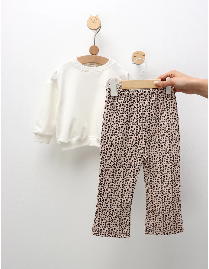 Compleu cu print leopard Sophia, alb-corai picture - 3